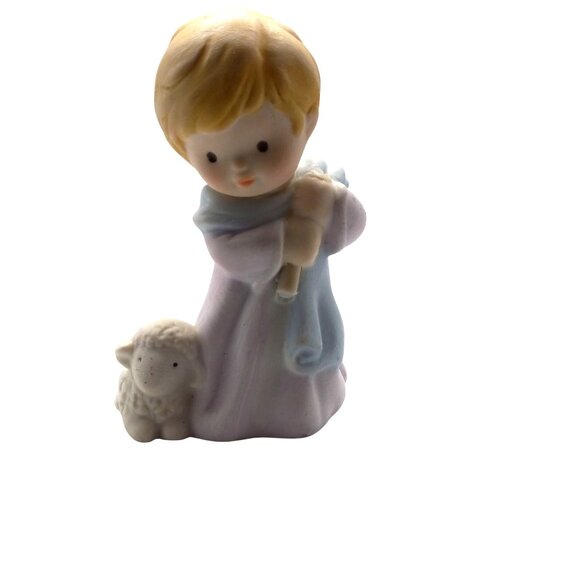 Avon Heavenly Blessings Porcelain Figurine Lamb Boy Joseph Nativity Vintage - Picture 1 of 7